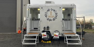 portable restroom trailer at an industrial site