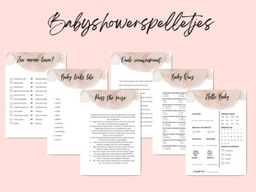 BABYSHOWERSPELLETJES thema natural. Leuke hippe spelletjes voor een leuke babyshower.