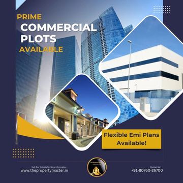 Prime commercial plots available with flexible EMI plans in a modern city setting.