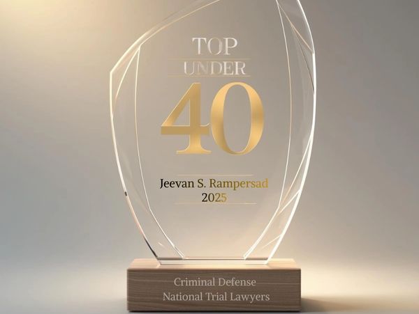 Award for Top 40 Under 40 Super Laywer Jeevan S. Rampersad in Criminal Defense