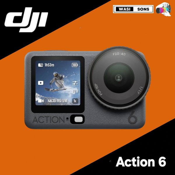 DJI Action 6 sports camera with front display.