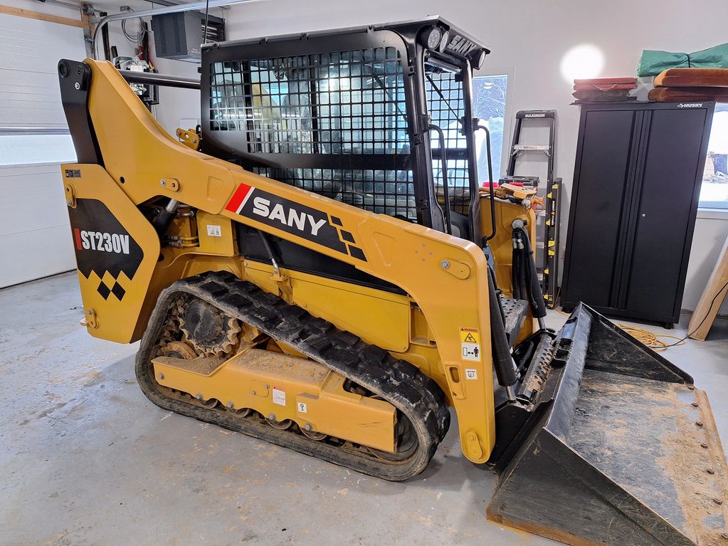 Proto-type SANY ST230V Skid Steer in the shop for client preview event. Available for purchase March