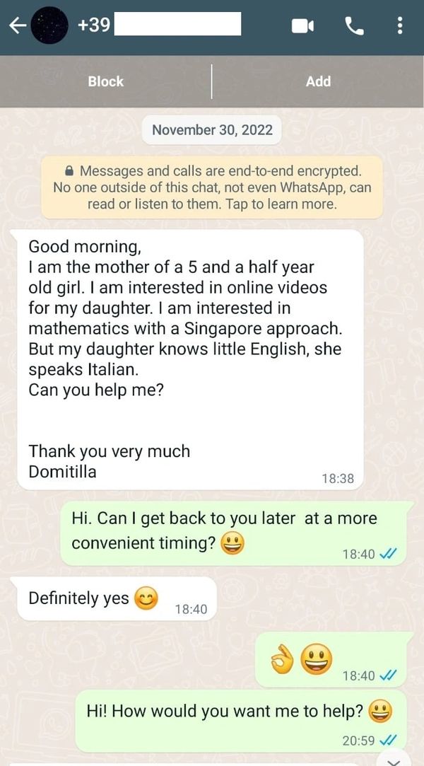 An overseas parent enquiry on our best PSLE Math Tuition service!