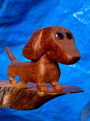 Dachshund puppy, custom designed and hand carved