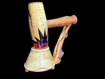 Completed mallet - turned and carved timber with resin features, made for #kustomgritmalletchallenge