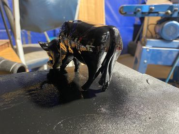 Work in progress - the rear end of a Black Angus cow