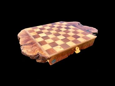Front side view of the custom chess board.