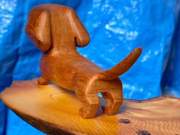 Dachshund puppy, custom designed and hand carved