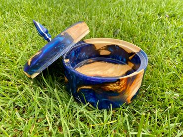 Huon Pine and resin lidded bowl