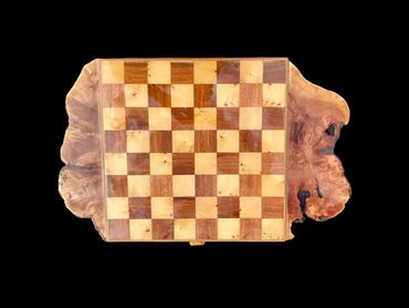Top view of the custom chess board.