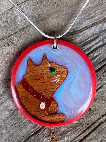 Side 2 of the completed timber & resin pendant