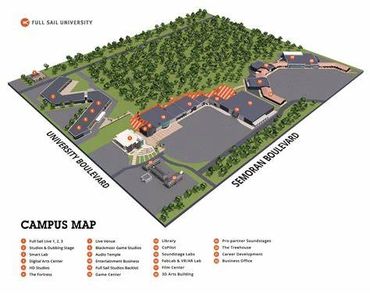 Full Sail University campus map. written works, videos,projects. Frank Piccolella. Campus Map.