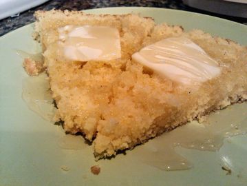 Sliced Cornbread with Honey and Butter