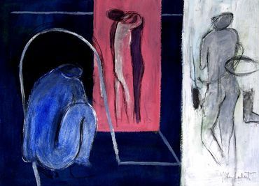 Yong Sook Kim-Lambert Contemporary Abstract figure painting Art contemporain Mixed media on paper 