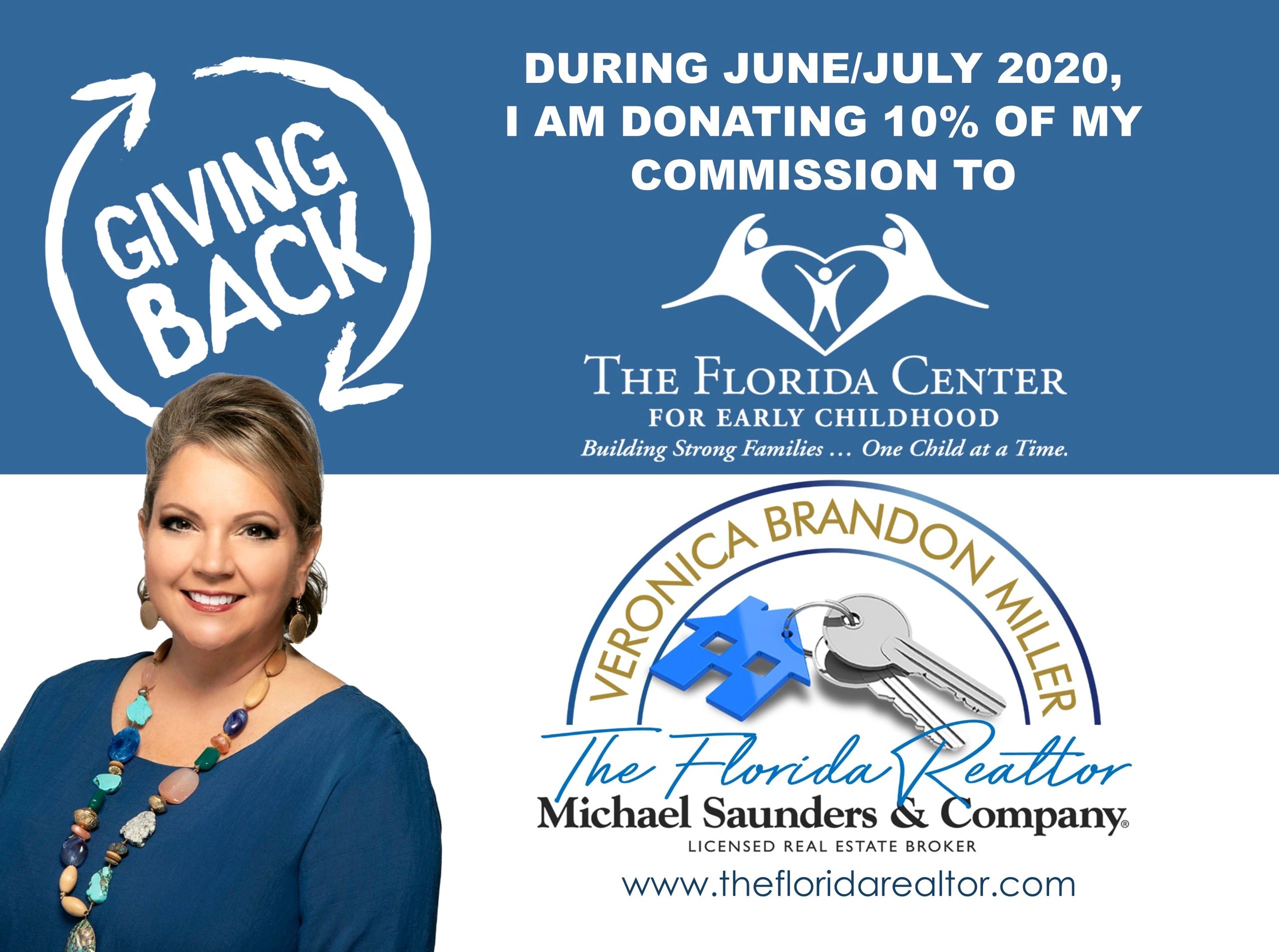 The Florida Realtor gives back 10% of her commission to The Florida Center for Early Childhood.