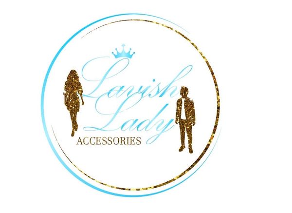 Logo for Lavish Lady Accessories with gold silhouettes and elegant text.