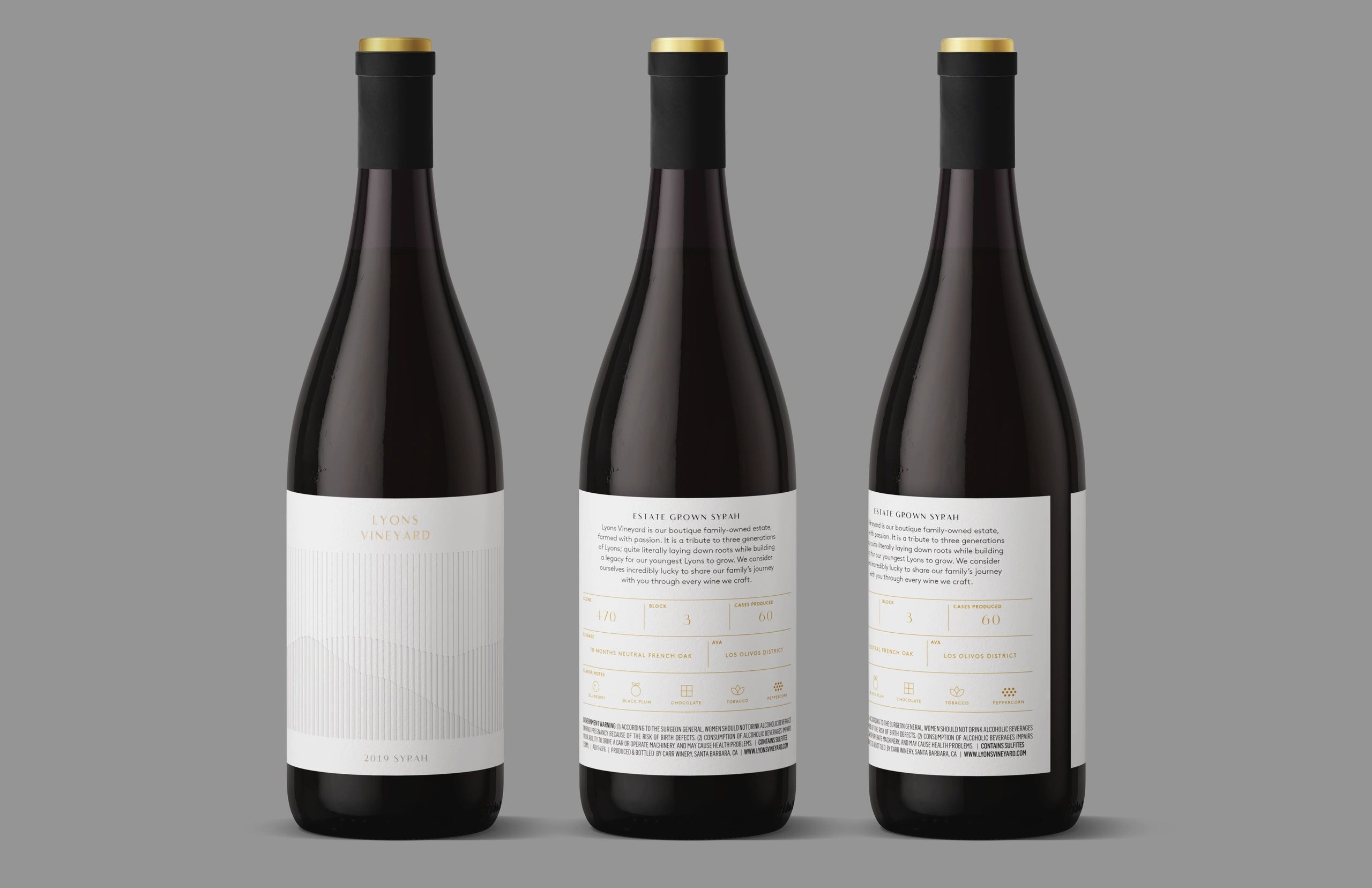Photo of Lyons Vineyard bottles of Syrah - Wines Coming Soon!