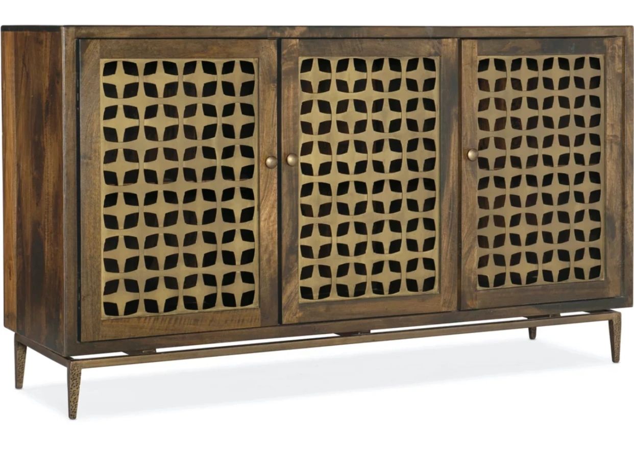 Hooker Furniture Home Entertainment Entertainment Console - Mango Wood with Iron Base and Door Front