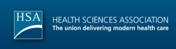 Logo of Health Sciences Association promoting modern health care union.