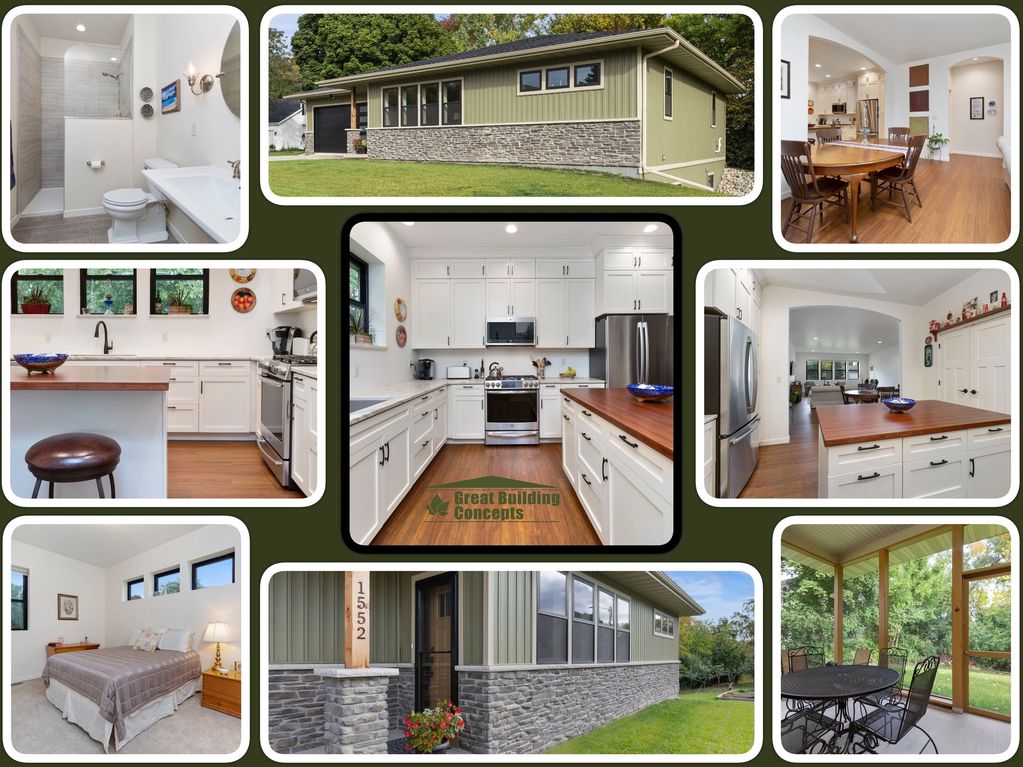 Collage of finished photos of an Insulated Concrete Form new home build by Great Building Concepts.