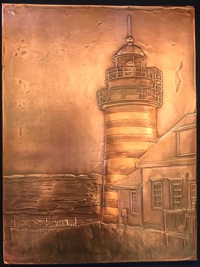 A beautiful engraftment of a lighthouse on a white background