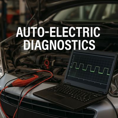 Oscilloscope trace on laptop diagnosing electrical signal issues
