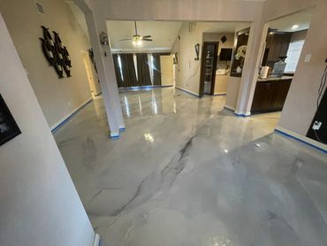 Office commercial epoxy metallic flooring