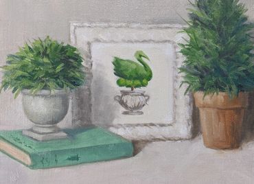 Swan Topiary, 9x12"