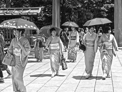 Japanese women in traditional kimonos