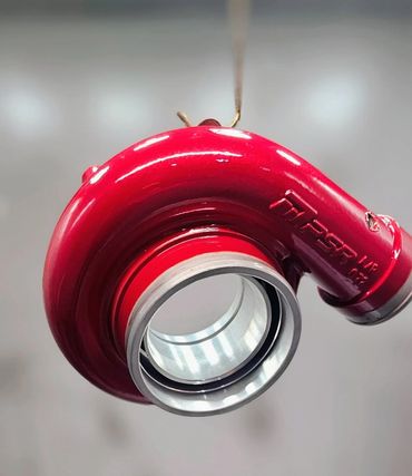 Red powder coated turbocharger Red ceramic coated part
Red cerakoted part