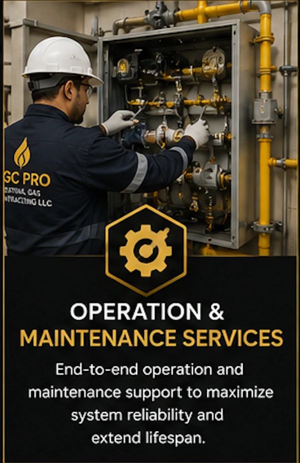Technician performing maintenance on industrial gas equipment for system reliability.