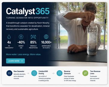 Man demonstrating Catalyst365 for seawater transformation.