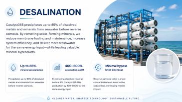Desalination process removes up to 85% dissolved metals from seawater.