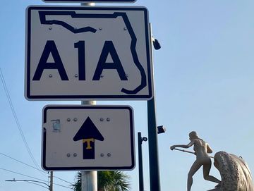 State Road A1A sign in Cocoa Beach, FL