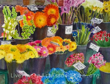 Flower Market, Watercolor giclee print