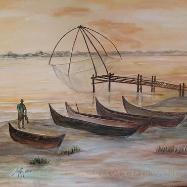 Cinese Fishnet in Kochi Kerala, 2020
Acrylic on canvas, 24 x 30 x .5 inches
Ajith Kumar