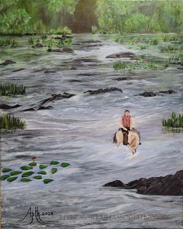 Horse Rider on the River, 2023
Acrylic on canvas, 16 x 20 x .5 inches
Ajith Kumar
