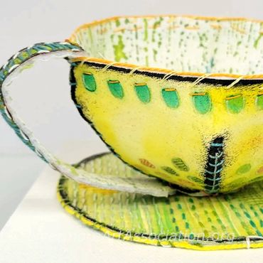 Textile Teacup by Christine Watters
