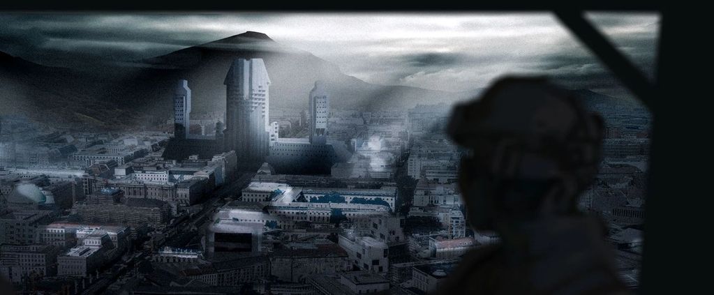 The Republic Cathedral in Prosser Washington dystopian science fiction city concept art