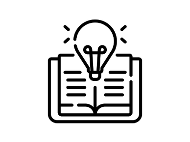 icon of lightbulb coming out of a book