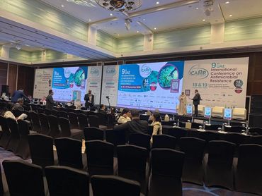 Twin LED wall for backdrop of stage for large conference.