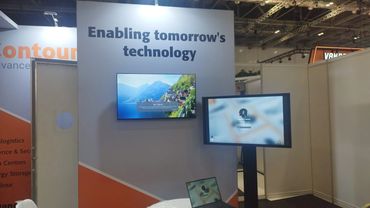 SImple touchscreen and wall mounted display monitor setup London ExCel