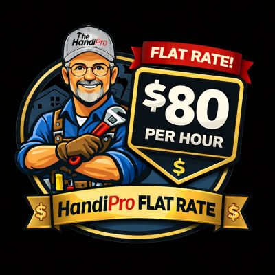 HandiPro handyman service advertises $80 per hour flat rate.