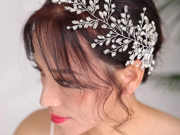 
Deniferymakeup Silver Bride Crystal Wedding Hair Vine Bridal Hair Piece Rhinestone Hair Accessories