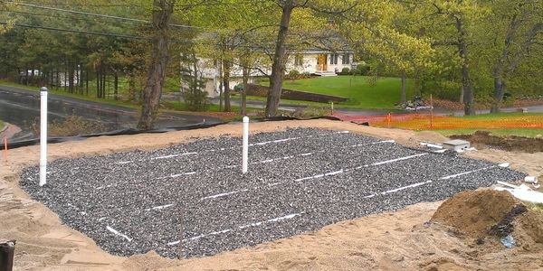 Title 5 Septic installation, septic leach field, septic piping