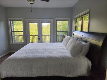 Master bedroom with mountain views at Retreat at Winters Mountain