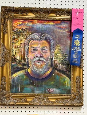 Award-winning portrait painting with vibrant colors and detailed expression.