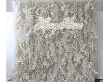 cream faux dried flower wall event backdrop