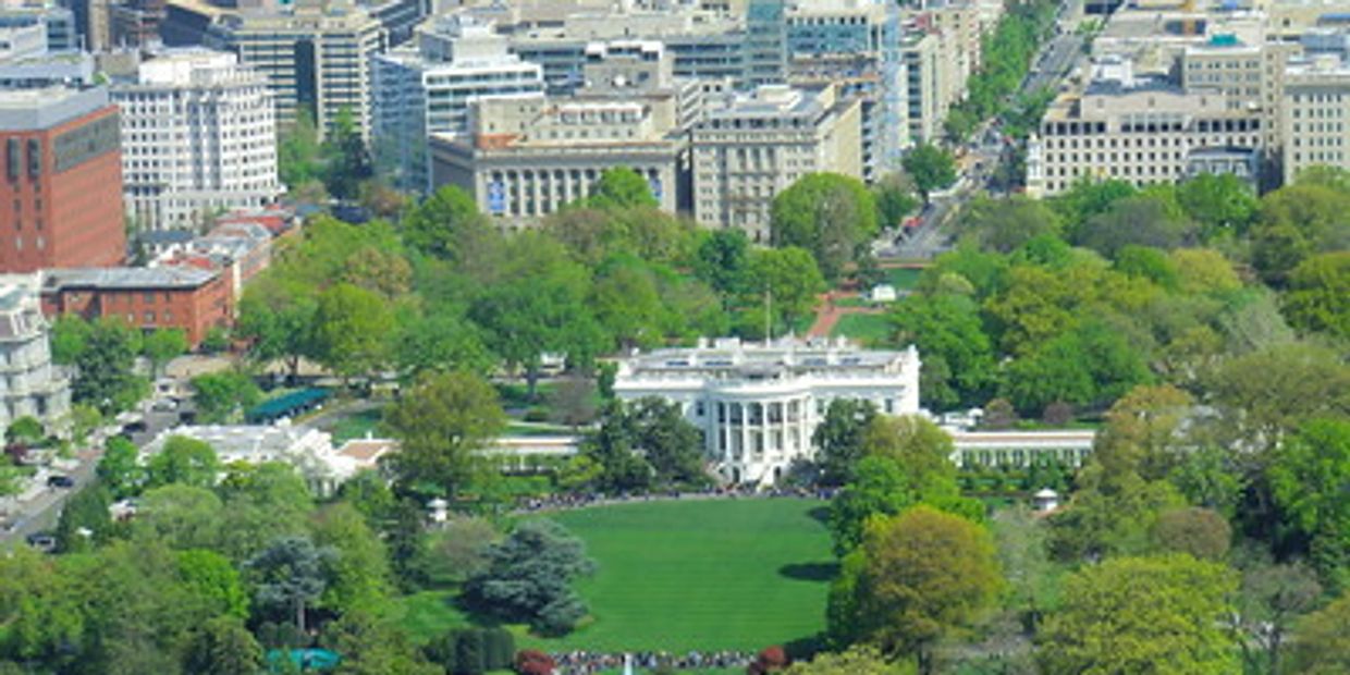Ae.rial view of white house in Washington DC