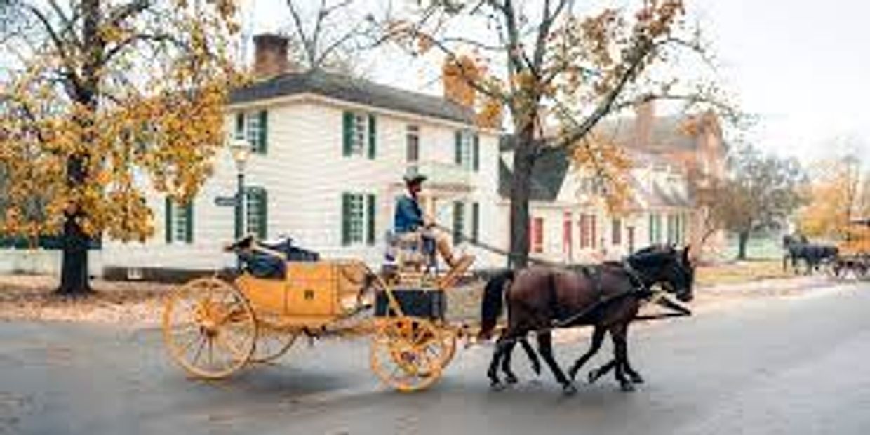 A horse driven carriage in Colonial Williamsburg VA.